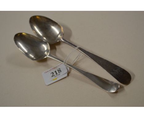 A George III silver serving spoon by Hester Bateman and one other Georgian silver spoon