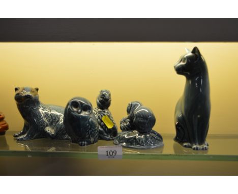 Five Poole Pottery animal figures 