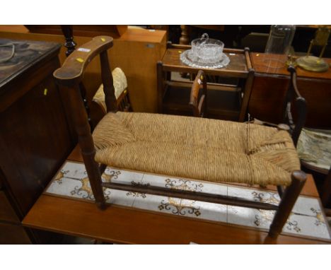 A French oak and rush seated fire side stool