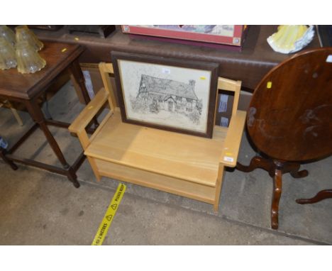 A child's beech bench with lift-up storage compartment