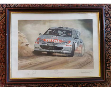 A Racing print Finish First by Graham Bosworth, Glazing af.