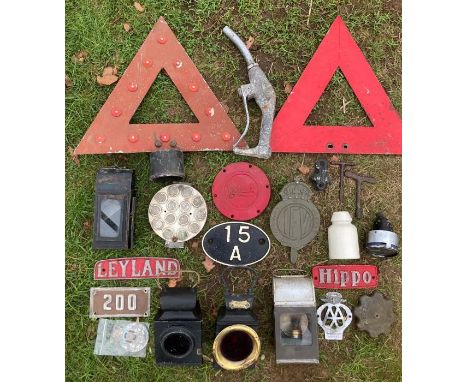 Powel &amp; Hanmer lamp, 3 other lamps, reflectors, commercial vehicle fittings.
