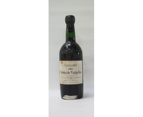 TAYLORS QUINTA DE VARGELLAS 1967 VINTAGE PORTA rare and excellent bottle of the Taylors Quinta de Vargellas 1967 Vintage Port