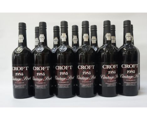 CROFT 1985 VINTAGE PORTA case of 12 bottles of Croft 1985 Vintage Port.  75cl.  20.5% abv.  All with fill levels low to botto