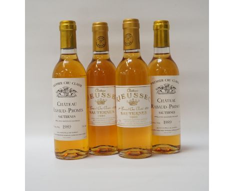 FOUR BOTTLES OF 1989 VINTAGE SAUTERNESFour Vintage 1989 Vintage bottles of Sauternes Dessert Wine from two different Chateaux