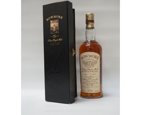BOWMORE 25YO - 1969A special bottle of the Bowmore 25 Year Old Single Malt Scotch Whisky distilled in 1969.  70cl.  43% abv. 