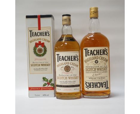 TWO TEACHER'S HIGHLAND CREAM A pair of  bottles of Teacher's Highland Cream "Perfection of Old Scotch Whisky".  Comprising: o