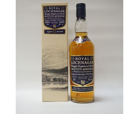 ROYAL LOCHNAGAR 12YO A bottle of the Royal Lochnagar 12 Year Old Single Malt Scotch Whisky distilled at Crathie, Aberdeenshir