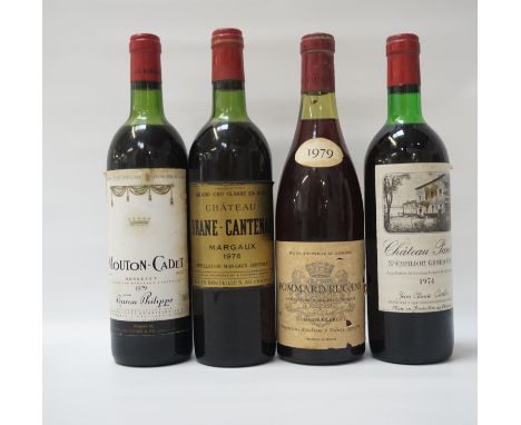 FOUR BOTTLES OF CLASSIC FRENCH RED WINEA selection of four bottles of Classic Vintage red wine, comprising: one bottle MOUTON