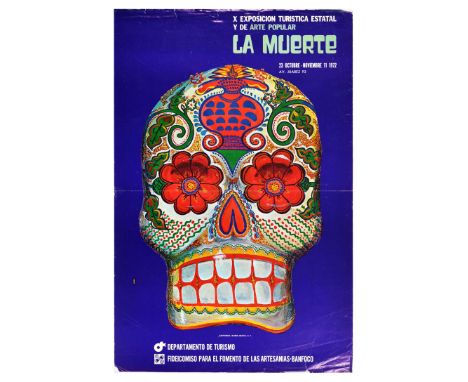 Original vintage travel poster for X Exposicion Turistica Estatal y de Arte Popular La Muerte / X State Tourist Exhibition an