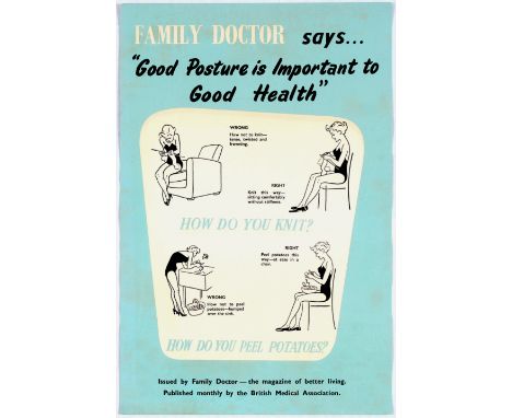 Original vintage female health posture propaganda poster issued for a chiropractor or doctor of osteopathic medicine. The pos