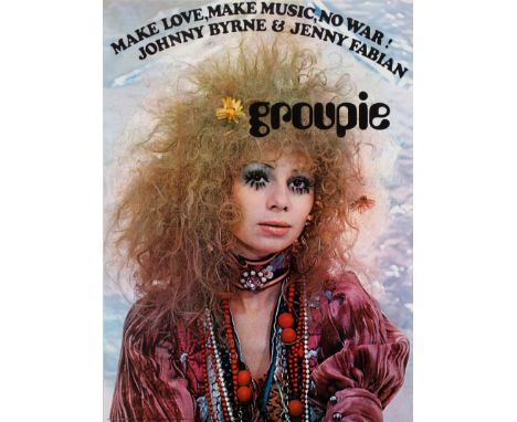 Advertising original vintage poster Groupie Johnny Byrne &amp; Jenny Fabian - Make Love, Make Music, No War! Excellent condit