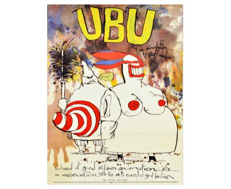 Original vintage poster for an animated film UBU by Geoff Dunbar. Produced at Grand Slamm animation in association with the A