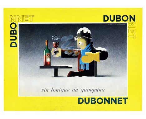 Original vintage alcohol drink advertising from a magazine for the fortified wine based aperitif Dubonnet (since 1846) featur