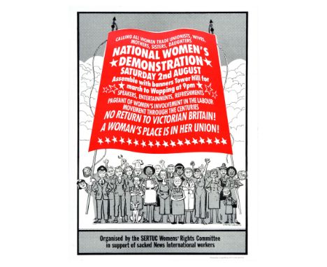 Original vintage poster advertising a National Women’s Demonstration in support of the 1986 News International Strike. In Jan