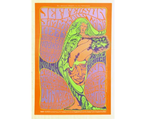 Original vintage advertising poster Bill Graham presents in San Francisco - Jefferson Airplane Jimmy Reed John Lee Hooker Stu