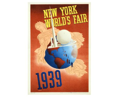 Original vintage travel advertising poster for the World Fair event held in New York at the Flushing Meadows Corona Park from