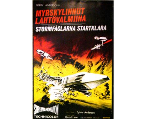Original vintage movie poster for the Finnish release of the 1966 supermarionation (puppetry) film, Thunderbirds are Go! (Myr