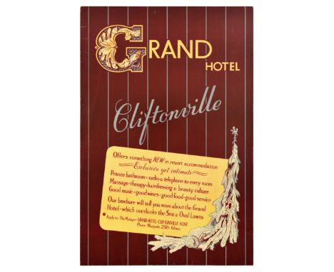 Original vintage travel poster Grand hotel Cliftonville - Offers something new in resort accommodation - Exclusive yet intima