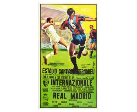 Original vintage sport poster for European Cup of Cup Winners Clubs Quarter Finals / Copa de Europa de Clubs Vencedores de Co