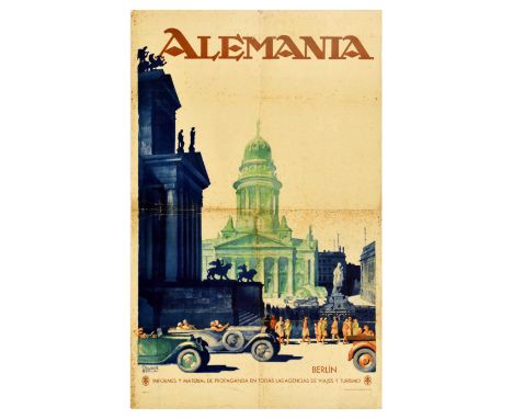 Original vintage travel poster - Germany / Alemania Berlin - by the German artist Wilhelm 'Willy' Dzubas (b. 1887) for the co