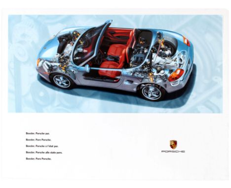 Original vintage dealer showroom advertising poster - Porsche Boxster. The Porsche Boxster and Porsche Cayman are mid-engined