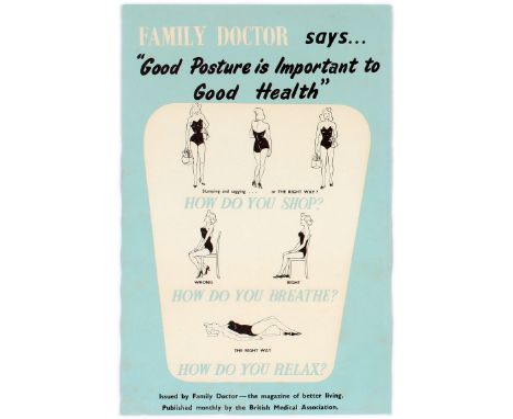 Original vintage female health posture propaganda poster issued for a chiropractor or doctor of osteopathic medicine. The pos