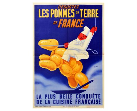 Original vintage food advertising poster - Enjoy the Potatoes of France / Degustez Les Pommes De Terre De France – featuring 