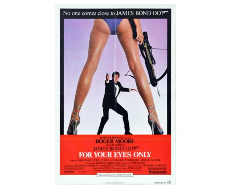 Original vintage film poster for the 007 movie, For Your Eyes Only, starring Roger Moore, Carole Bouquet and Chaim Topol. "No