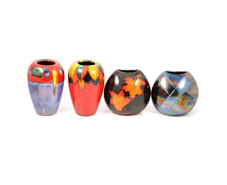 Poole Pottery Infusion vase, 21cm; another, Flame Orange Leaves 19cm vase; together with other modern Poole Pottery; and anot