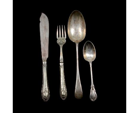 Matched canteen of Lily pattern electroplated cutlery, William Hutton, Elkington, and others; Old English pattern cutlery, Ha