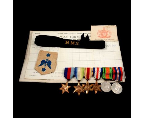 WWII Naval Service Medals and Certificate of Service for John Philip Middleton, radar operative, service no JX216571, includi