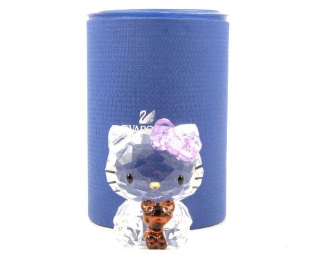 Swarovski Crystal, Hello Kitty with Bear, a figurine, 6.5cm, boxed.Condition report:Light scratches to the underside of the b