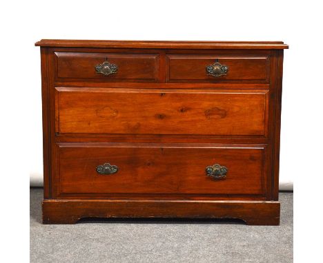 Victorian walnut chest of drawers, the top with moulded edge, two short and two long graduating drawers, plinth base, width 1