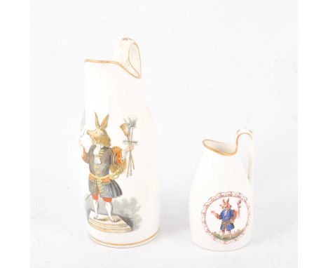Wm. Savage Winchester, A Trustee Servant's portrait' pottery jug, 16cm; and another smaller version, possibly by Copeland, 10