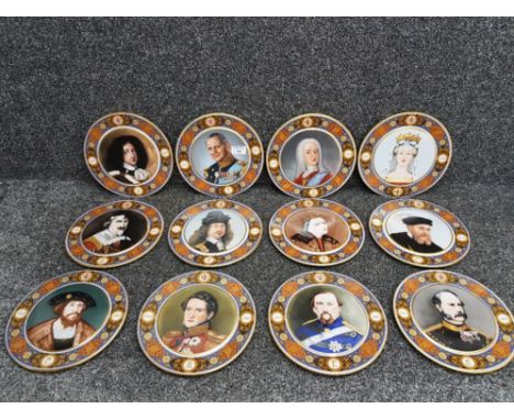 A set of twelve Bing &amp; Gr›ndahl wall plaques depicting monarchs 23cm diameter.