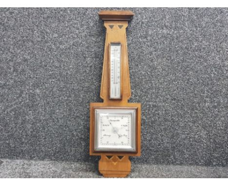 Vintage Inlaid mahogany barometer, 57cm x 18cm