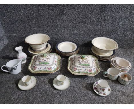 A pair of Copeland Spode tureens, a Minton part dinner service, two co-operative society cups and saucers etc.