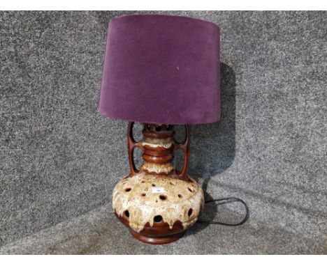 A West Germany style table lamp with purple shade 69cm high including shade.