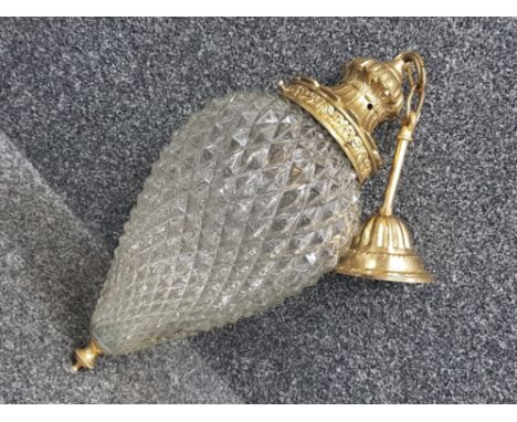 Gilt metal and glass acorn shaped ceiling light fitting