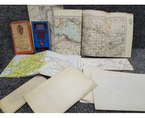 A collection of vintage ordnance survey maps, scotland etc