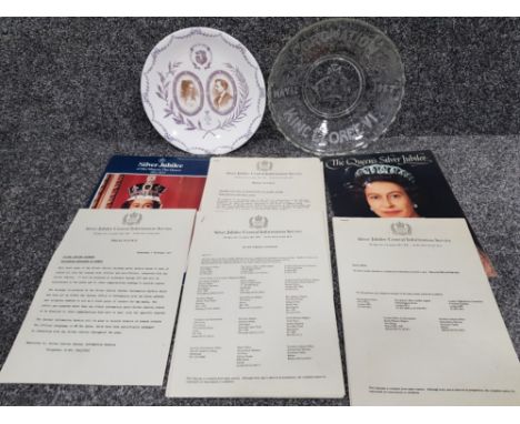 Royal Worcester 1896 Mayor &amp; Mayoress of Worcester plate together with glass King George VI coronation plate and The Quee