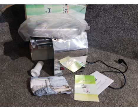 A Bouqua electric meat grinder boxed.