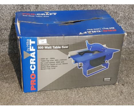 Boxed Pro-Craft 800W electric table saw by Hilka