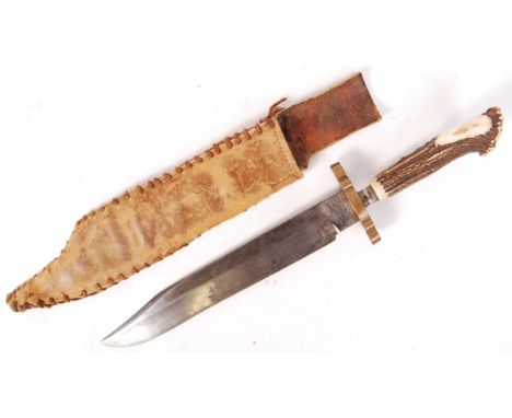 A rare 19th century Victorian large Bowie style knife by Brookes &amp; Crookes of Sheffield. With VR Cipher to ricasso, and a