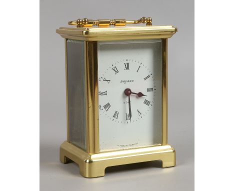 A Bayard carriage clock housing a 9 jewel un adjustable French eight day movement marked Doverdrey and Bloquel.