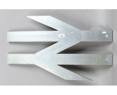 A British Rail cast alluminium double arrow cabside logo.