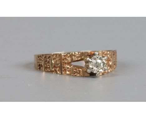 A ladies 9ct gold and diamond ring 3.14 grams, size P.