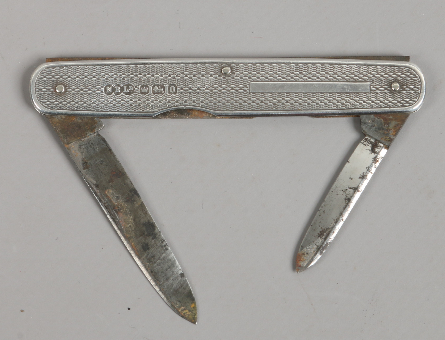 A vintage two blade pocket knife with silver scales, assayed Sheffield
