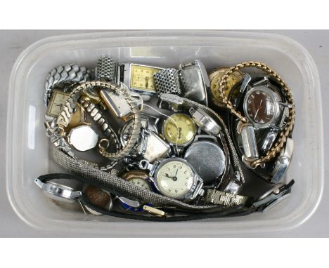 A box of ladies vintage manual wristwatches and bracelet watches including Borea, Timex, Ingersoll and Gruen etc.